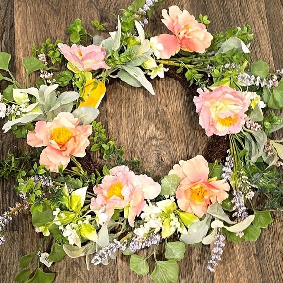 At Home Pink Wild Flower 28" Wreath - Picture 5 of 6
